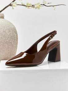 SHUZIA Women Fashion Daily Versatile Sling-Back Pumps - Chocolate Brown - View 5