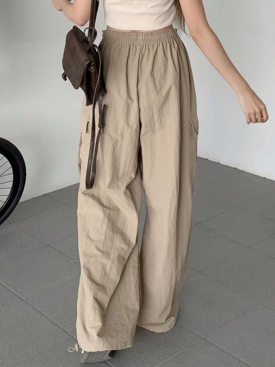 Women's Street Fashion Drawstring Waist Cargo Pants With Pockets