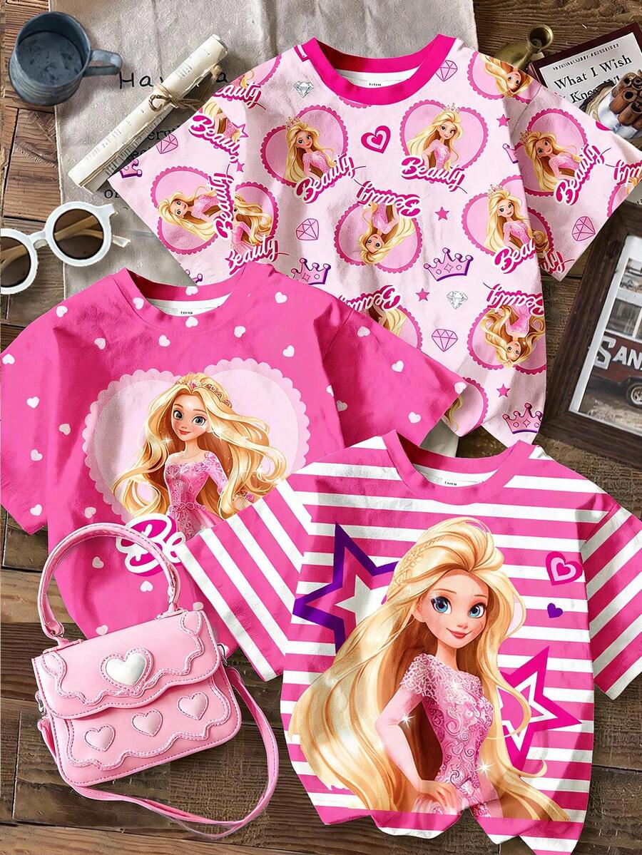 3PCS Young Girls T-Shirts - Multicolor - View 1
