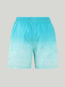 SHEIN Tween Boy Gradient Print Beach Shorts - Mint Blue - View 2