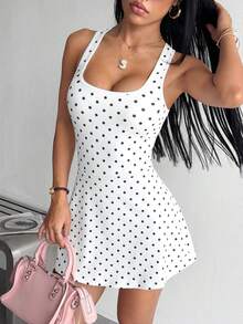 SHEIN Dewbera Women's Polka Dot Casual Daily Sports Dress - Multicolor - View 4