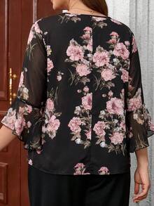 EMERY ROSE Women's Plus Size Printed Pullover Elegant Blouse Fall Winter 2026 Going Out Tops For Women Work Outfits For Women - Multicolor - View 4