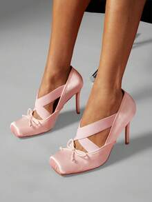 SHUZIA Women's Romantic Chic Sexy Satin Stiletto Pumps - Pink - View 2