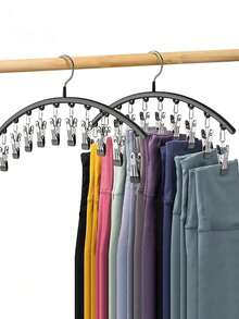 1pc Clothes Hanger, Rotatable Hanging Rack, Space-Saving Curved Hanger For Yoga Pants And Leggings - Closet Organizer With 10 Clips, Pants Socks Hanger For Clothes Shops Valentine DAY, Valentines Wedding, Birthday - Multicolor - View 3