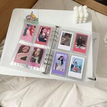 A5 Loose Leaf Photo Album Book, DIY Scrapbook Journal Notebook, Clear Pocket Photocard Binder With Elastic Band, White Frosted Cover For Kpop Photocard, Ticket, Picture Storage - default - View 4