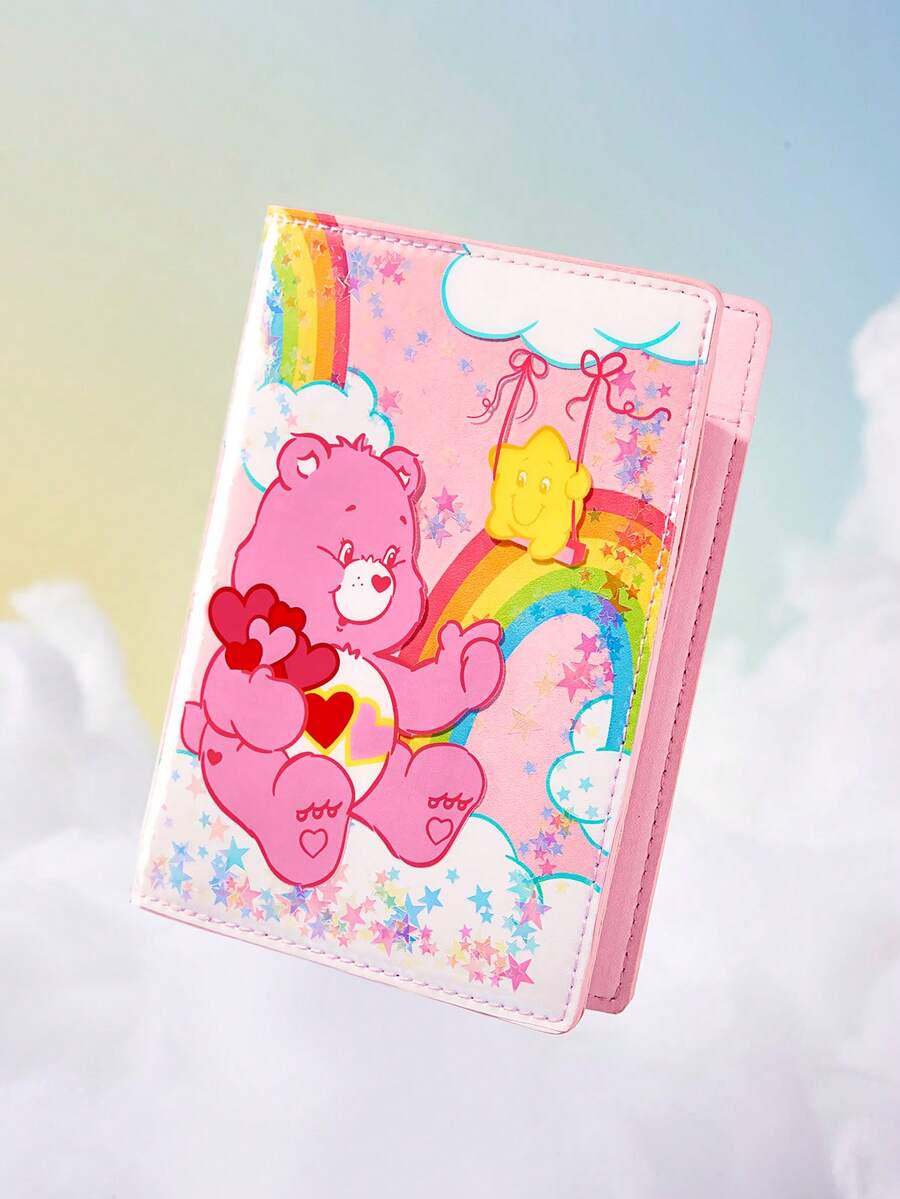 SHEIN X Care Bears 粉色星星卡通護照套,便攜式旅行文件收納套,適用於身分證與護照,可愛收納包,適合女孩度假與商務出差使用 - 粉色 - 查看 1