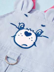 Care Bears X PETSIN 1件可愛愛心熊寵物裙，貓狗小狗服飾，刺繡3D耳朵卡通吊帶裙，適合居家、遛狗、派對、野餐 - 藍色 - 查看 4