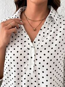 SHEIN LUNE Plus Size Leopard Print Mid-Sleeve Shirt - White - View 6