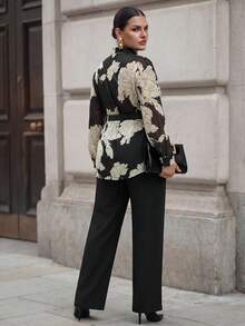 Chikora Plus Size Elegant Commuter Floral Print Blouse - Multicolor - View 2