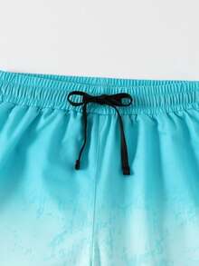 SHEIN Tween Boy Gradient Print Beach Shorts - Mint Blue - View 4