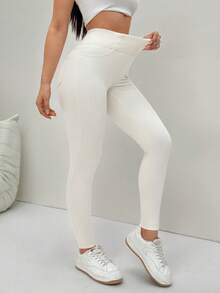 Flexra Women's Solid Color High Waist Slim Fit Jeans - Apricot - View 4