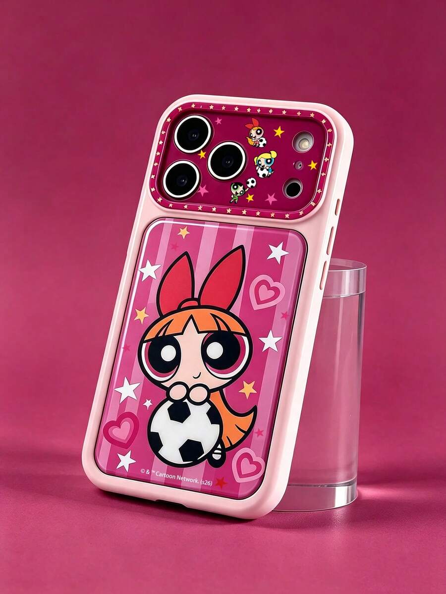 THE POWERPUFF GIRLS X SHEIN 時尚高端印花圖案手機保護殼設計,適用於 iPhone,可愛時尚且精緻 - 彩色 - 查看 1