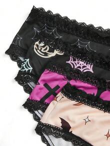 AltBold Set 4 pcs Celana Dalam Wanita Seksi Motif Grafis Y2K Model Segitiga - MultiWarna - View 14