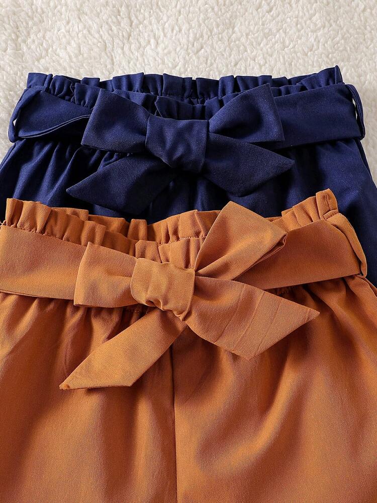 2pcs/Set Girls' Autumn/Winter Long Pants, Fashionable & Elegant, Suitable For 4-7 Years Old Toddlers Daily Wear & Outings - Multicolor - View 5