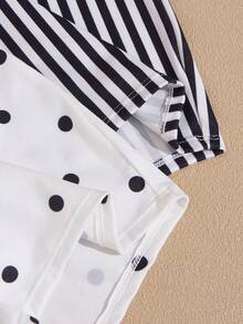 Lullawish 2pcs/Pack Women's Printed Polka Dot Striped Boxer Briefs - Black and White - View 5