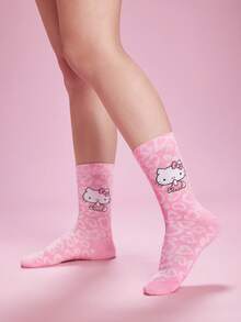 HELLO KITTY AND FRIENDS | SHEIN 2雙透氣吸汗中筒襪 - 混色 - 查看 4