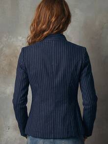 SHEIN Women's Autumn Fashion Commuter Striped Jacket - Multicolor - View 3