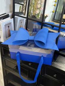 1pc Bowknot Gift Box Set, Durable Plastic & Paper Gift Box With Ribbon Handle, For Gift Wrapping, Floral Packaging, Wedding, Birthday, Valentine's Day, Christmas, New Year, Holiday Party Gift Packaging Supplies - multicolor - View 14