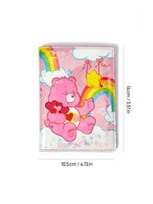 SHEIN X Care Bears 粉色星星卡通護照套，便攜式旅行文件收納套，適用於身分證與護照，可愛收納包，適合女孩度假與商務出差使用 - 粉色 - 查看 5
