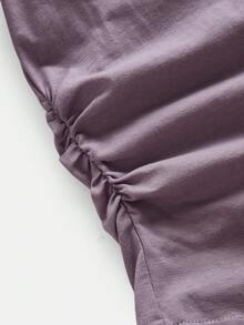 SHEIN طقم ملابس كاجوال محبوك من قطعتين للفتيات المراهقات باللون الوردي والبنفسجي، ناعم ومريح، متعدد الاستخدامات للارتداء اليومي - وردي - مشاهدة 3
