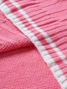 Manfinity CasualKnits 男士條紋V領休閒百搭針織背心 - 玫紅色 - 查看 4