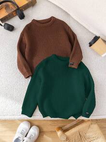 SHEIN 兒童 2件組 小男孩秋冬毛衣 - 彩色 - 查看 3