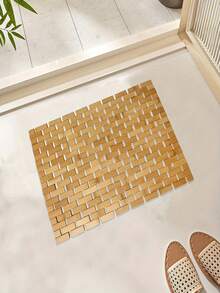 1PC Natural Bamboo Wood Bath Mat Non Slip Waterproof Quick Dry Freestanding Shower Tub Floor Rug For Bathroom Kitchen Spa Sauna Housewarming Christmas Gift Home Decor Must Haves - Brown - View 8
