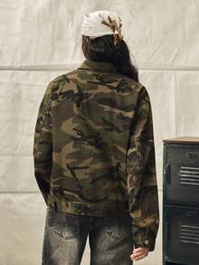 Norleigh Manfinity EMRG Men's Long Sleeve College Style Urban Street Fashion Camouflage Loose Denim Jacket , Fall - Army Green - View 3