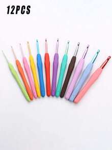 9/12pcs Color TPR Soft Handle Crochet Hook, Colorful Hook Head, Handmade DIY Yarn Knitting Tool, Multi Specification Single Head Crochet Hook - B - View 8