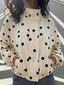 SHEIN EZwear 黃色圓點編織女款夾克 - 淡黃色 - 查看 2