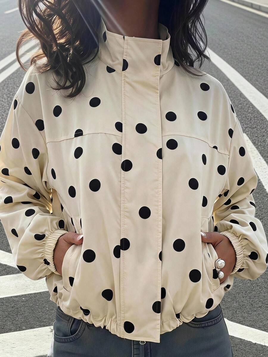 SHEIN EZwear 黃色圓點編織女款夾克