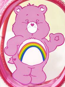 SHEIN X Care Bears Love Bear 透明 PVC 小物收納袋，兼具收納與收藏展示功能，可掛在包包上，附毛絨星星裝飾，拉鍊開合設計，可收納耳機、珠寶、小配件等 - 粉色 - 查看 2