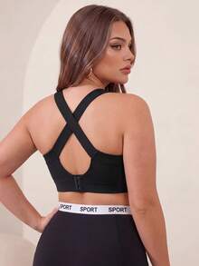 SHEIN Sports 2PCS Women Plus Size Sports Tees Tanks Gym Pilates Black Summer - Multicolor - View 5
