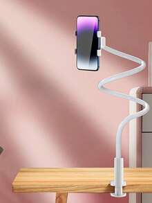 1 Piece Universal 360 Degree Rotating Gooseneck Phone Holder Dual Clamp Spiral Base For Car Bed Desk Live Streaming Hands Free Viewing Gaming Video Call - White - View 6