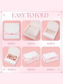 10 Pcs Set Bride Bridesmaid Proposal Gift Box Covered Paper For Wedding Baby Shower Birthday Bachelorette Party Favor Must Have Packaging Supply - Pink - View 6