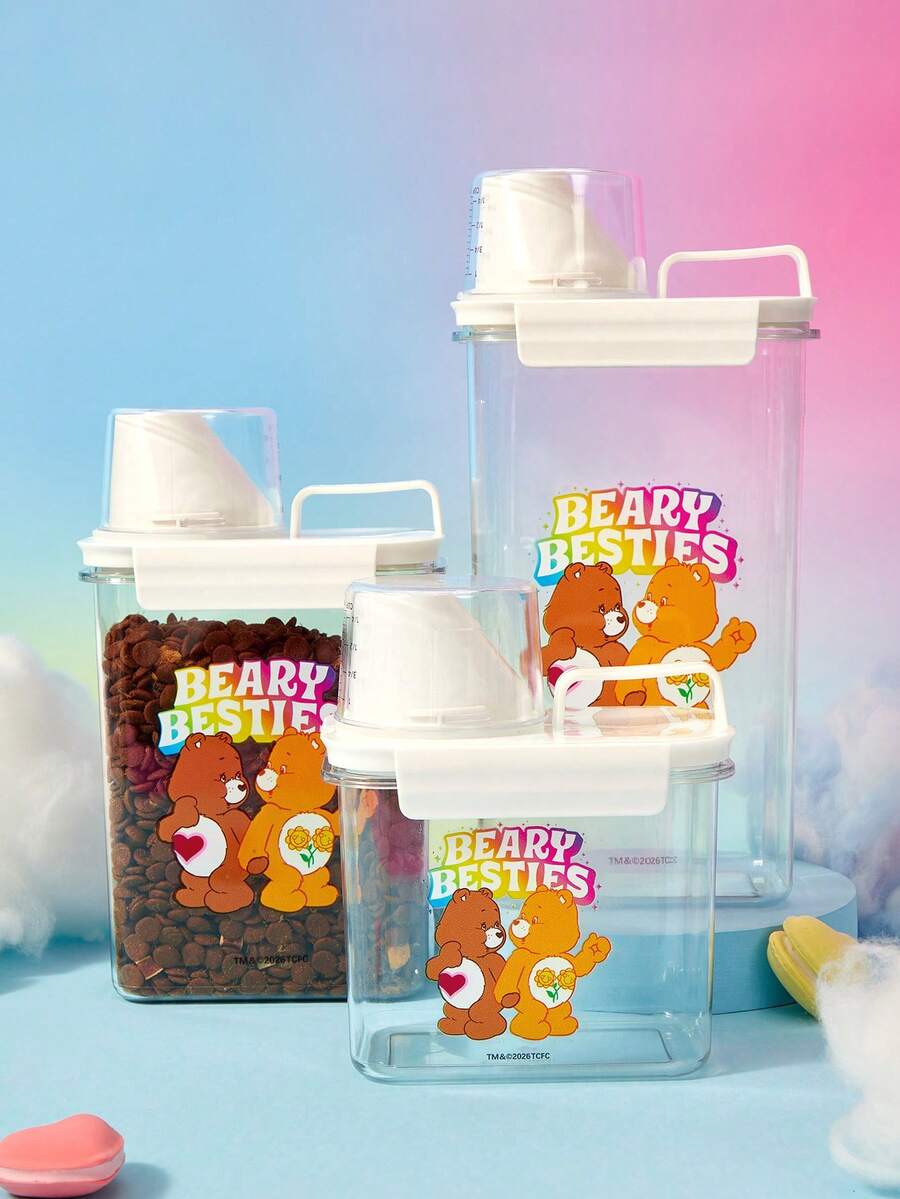 Care Bears X PETSIN 1pc Large Capacity PVC Sealed Moistureproof Dustproof Insectproof Scratch Resistant Lightweight Portable Pet Storage Bucket With Measuring Cup Indoor Outdoor All Season Cat Dog Pet Accessories - one size fits all - View 1