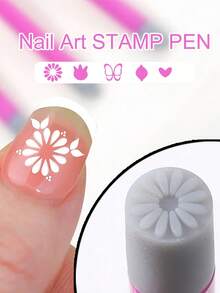 Nail Stamp Pen Tool Set With Silicone Replacement Heads Nail Art Stamper Stamp Brush Kit For DIY Nail Design Home Salon Manicure Gift - Multicolor - View 4