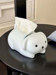 1件創意白色小狗造型面紙盒收納架奶油風餐巾紙盒 客廳臥室咖啡桌裝飾收納整理盒 入伙禮物 - 白色 - 查看 9