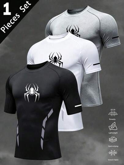 Gym Rark Men's Spider Pattern Casual Daily Travel Sports T-Shirt
