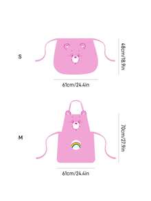 SHEIN X Care Bears 1pc Cute Design Kitchen Apron, Baking Apron, Ruffle Bow Decor, Adorable Apron, S & M Two Sizes, Parent-Apron - Pink - View 3