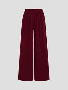 Sweetra New Backless Top And High-Waist Straight-Leg Pants 2 Pieces Set, Suitable For Commuting And Streetwear - Burgundy - View 4
