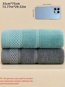 2 Pieces Premium Towel Set, Woven Plaid Pattern, Modern Style, Super Absorbent And Soft, Suitable For Bathroom Use, Space Theme, Machine Washable - 13.38*29.52 Inches - Multicolor - View 3