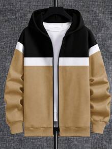 SHEIN 小男孩休閒舒適拼接連帽衛衣，字母圖案，適合春夏秋冬，適合戶外玩耍、學校、街頭穿搭、派對與居家休閒，高 CP 值 - 彩色 - 查看 8