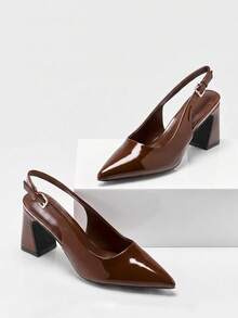 SHUZIA Women Fashion Daily Versatile Sling-Back Pumps - Chocolate Brown - View 1