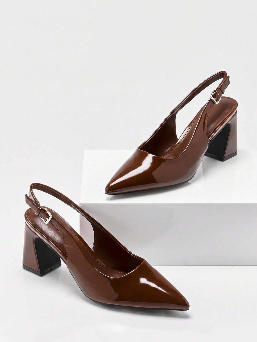 SHUZIA Women Fashion Daily Versatile Sling-Back Pumps - Chocolate Brown - View 1