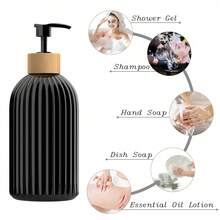 Black Soap Dispenser Bottles, Letter Graphic Empty Pump Bottles For Shampoo, Body Wash, Conditioner, Bathroom Storage Home Decor - Black - View 3