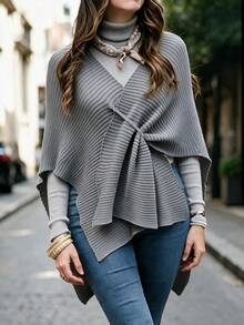 SHEIN LUNE Elegant Casual Party Brunch V-Neck Cross Twisted Asymmetric ...