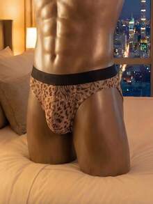 DrisQ DrisQ 1pc Men's Mesh Leopard Print Triangle Briefs Cosplay Red And Black Autumn Sexy - Coffee Brown - View 1