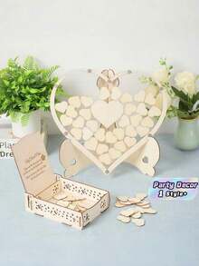 Wooden Heart Guestbook Message Board Frame Wedding Birthday Party Decor Rustic Table Sign Friendly Handcrafted Versatile Centerpiece Keepsake Photo Display - multicolor - View 1