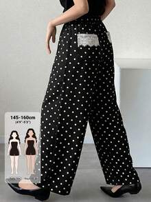 DAZY Women's French Fashion Polka Dot Print Long Pants For Daily Wear Fall - Black - View 1